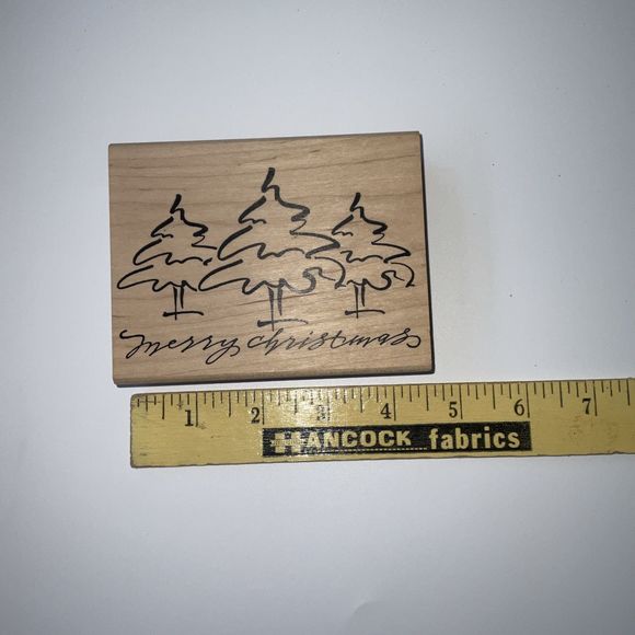 Christmas Wood Mounted Rubber Stamp MERRY CHRISTMAS 1999 Demani Design - Picture 4 of 5